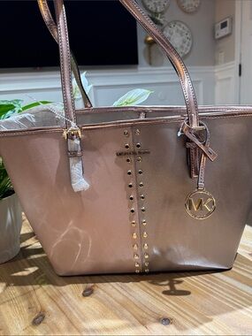 Michael Kors Metallic Rose Gold Studded Tote